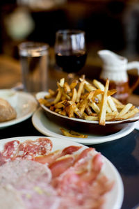 Close-up of food in plate on table