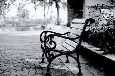 View of empty bench