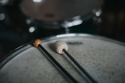 Close-up of drum kit