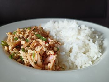 Close-up of meal served in plate