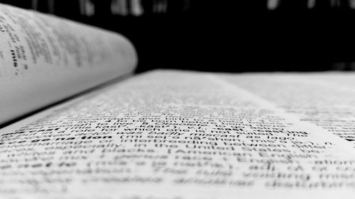 Close-up of open book