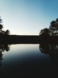 Reflection of trees in calm lake