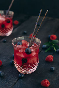 Close-up of red berries on table