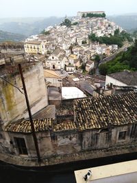 High angle view of old town in city