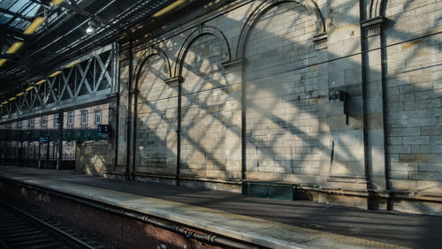 Railroad tracks seen through train
