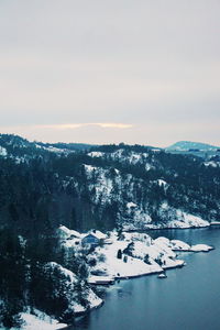 Scenic view of tree mountains against clear sky