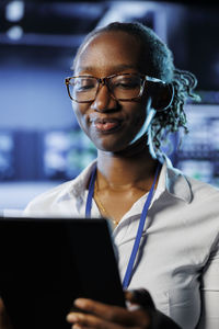 Young man using laptop