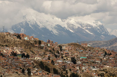 Panoramic view of mountains against sky