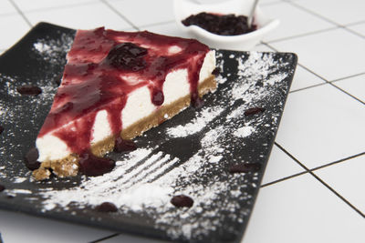 Close-up of ice cream in plate on table