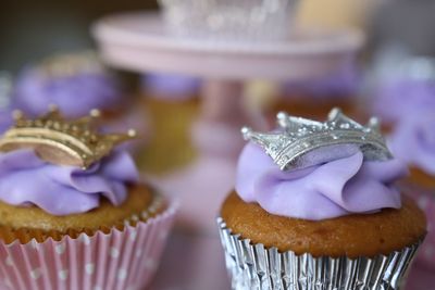 Close-up of cupcakes on table