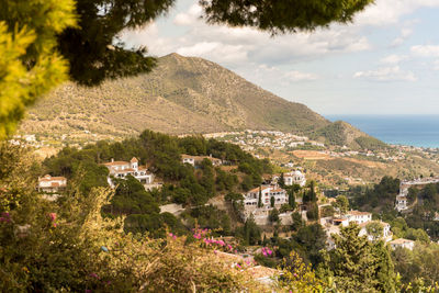 High angle view of townscape against sky