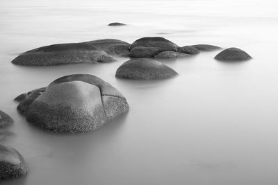 High angle view of rocks in sea