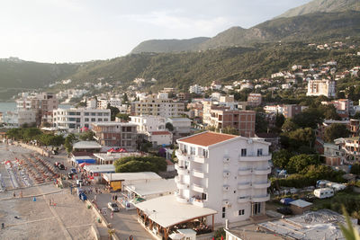 High angle view of townscape against sky