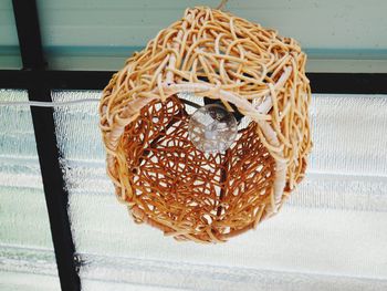 High angle view of ice cream in glass on table