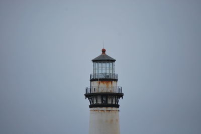 Low angle view of lighthouse against clear sky