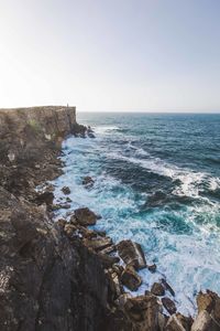 Scenic view of sea against clear sky