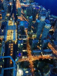 View of illuminated cityscape