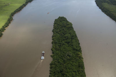 Aerial view of boats in the sea in brazil