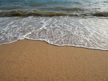 High angle view of surf on beach