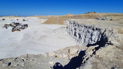 Panoramic view of land against clear sky