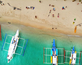 High angle view of people on beach