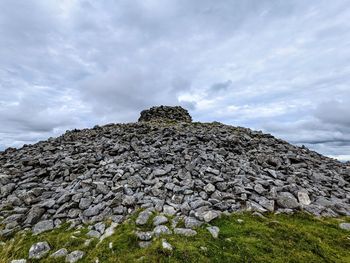 Low angle view of rocks against sky