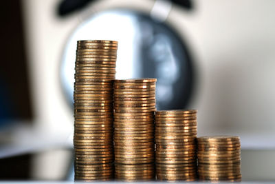 Close-up of a stack of coins