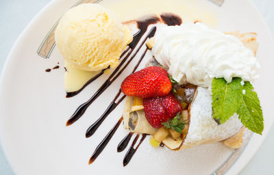 Close-up of ice cream in plate