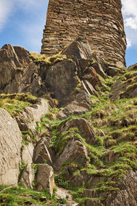 Low angle view of rock formation