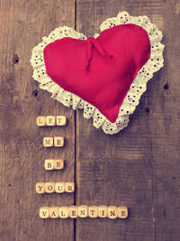 Close-up of heart shape on table