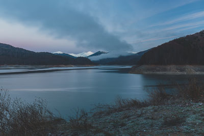 Scenic view of lake against sky