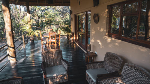 Empty chairs and table on terrace in south africa