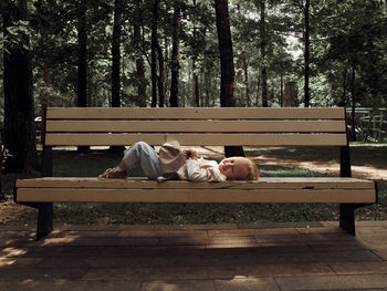 Empty bench in park