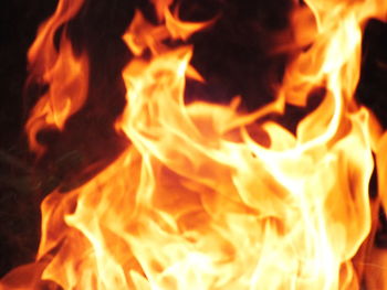 Close-up of fire burning at night