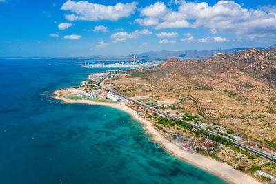 High angle view of beach against sky