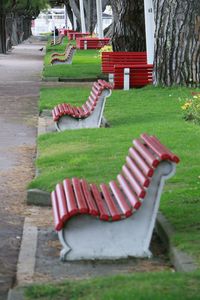 Empty bench in park