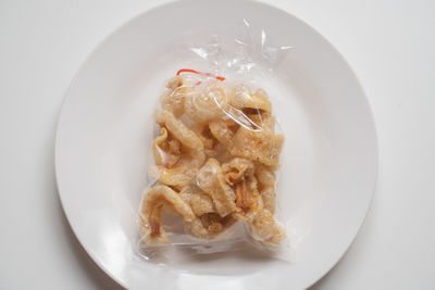 High angle view of food in plate