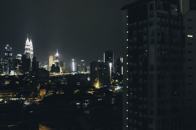 Illuminated city at night