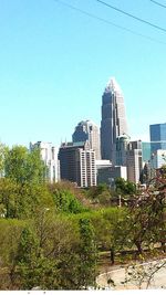 Buildings against clear blue sky