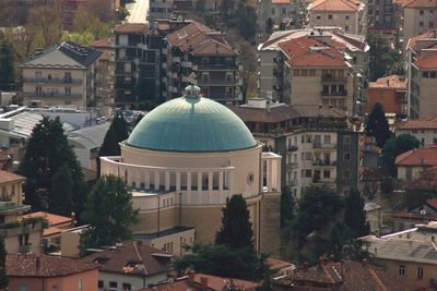 High angle view of buildings in city