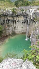 Scenic view of waterfall