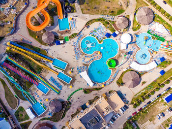 High angle view of multi colored city