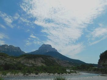 Scenic view of mountains against sky