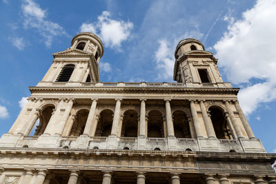 Low angle view of church of saint-sulpice  against sky