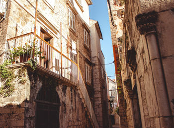 Low angle view of old building against sky