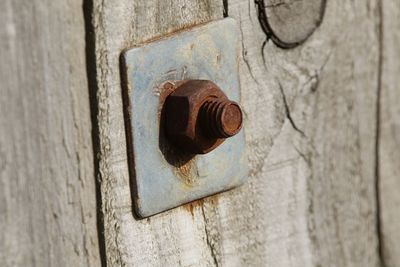 Close-up of rusty metal on wall