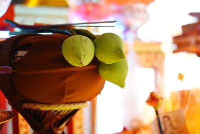 The lotus flower is placed on the container of the monks during the ordination ceremony.