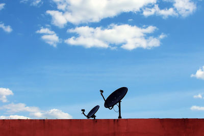 Low angle view of a bird on a building