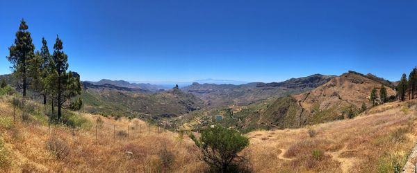 Scenic view of landscape against clear blue sky