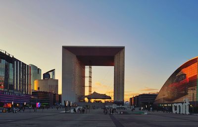 View of city at sunset